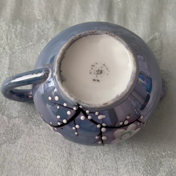 Vintage Handpainted Blue Pearl Cherry Blossom Creamer - Picture 5 of 8